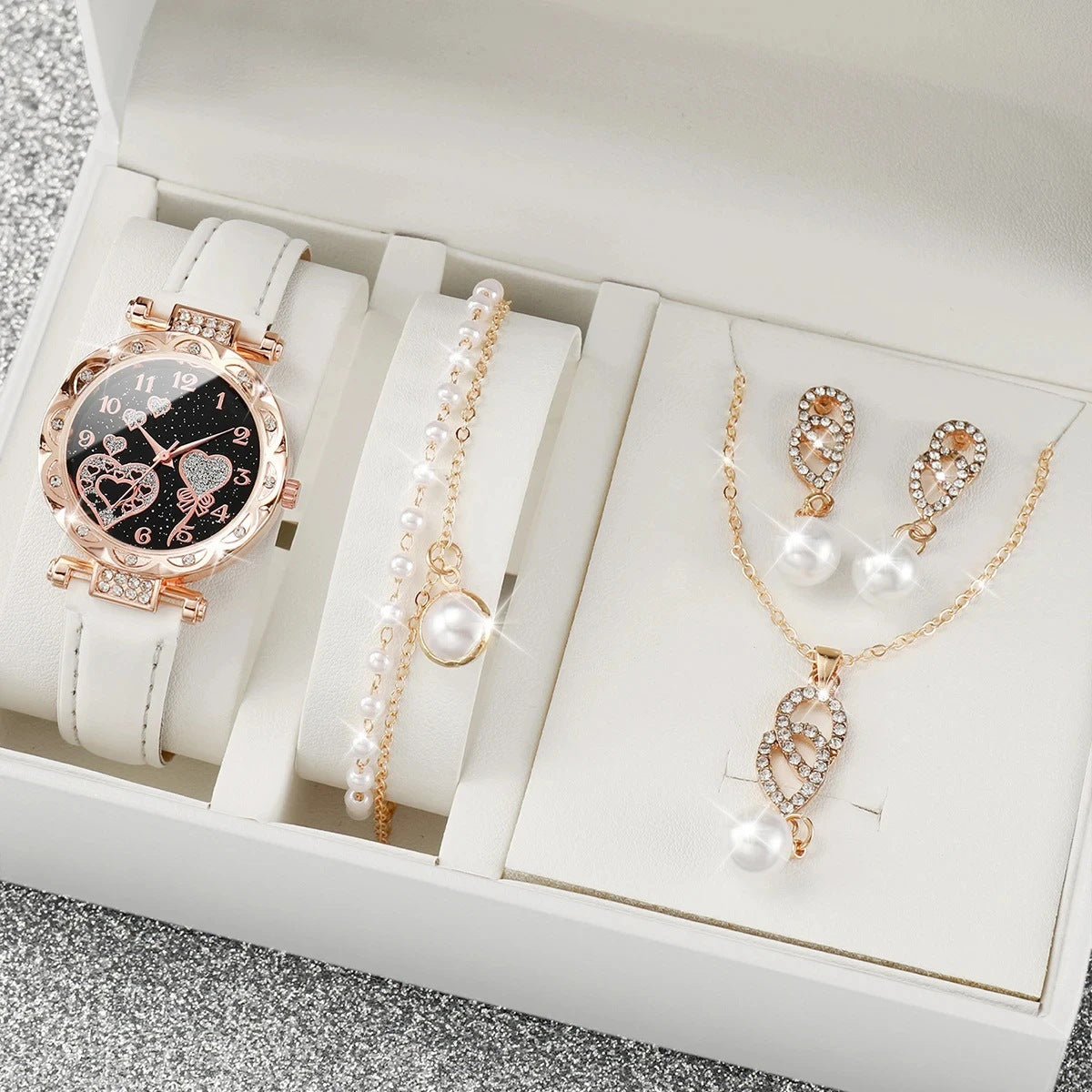Fashion Crystal Love Butterfly Bracelet Quartz Watch Set