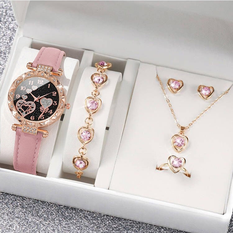 Fashion Crystal Love Butterfly Bracelet Quartz Watch Set