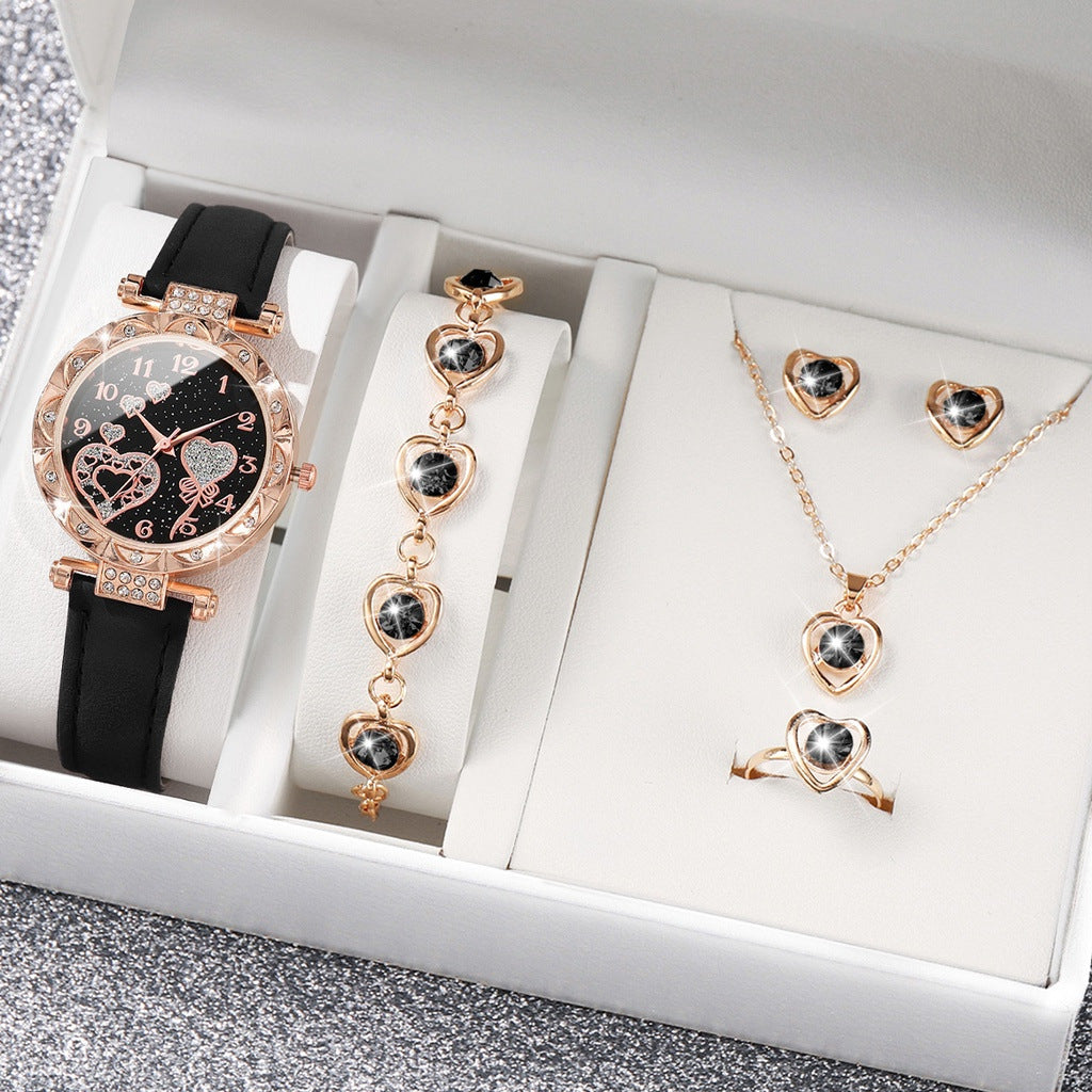 Fashion Crystal Love Butterfly Bracelet Quartz Watch Set