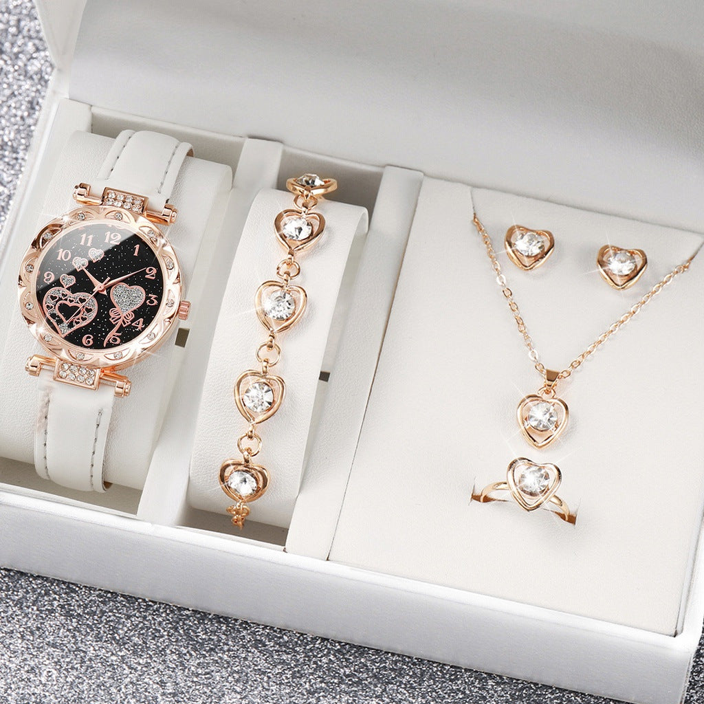 Fashion Crystal Love Butterfly Bracelet Quartz Watch Set